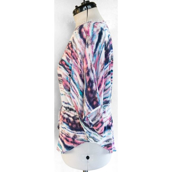 FIFTEEN TWENTY Colorful Silk Dolman Sleeve Relaxed-Fit Blouse + Drawstring Waist - Picture 10 of 13